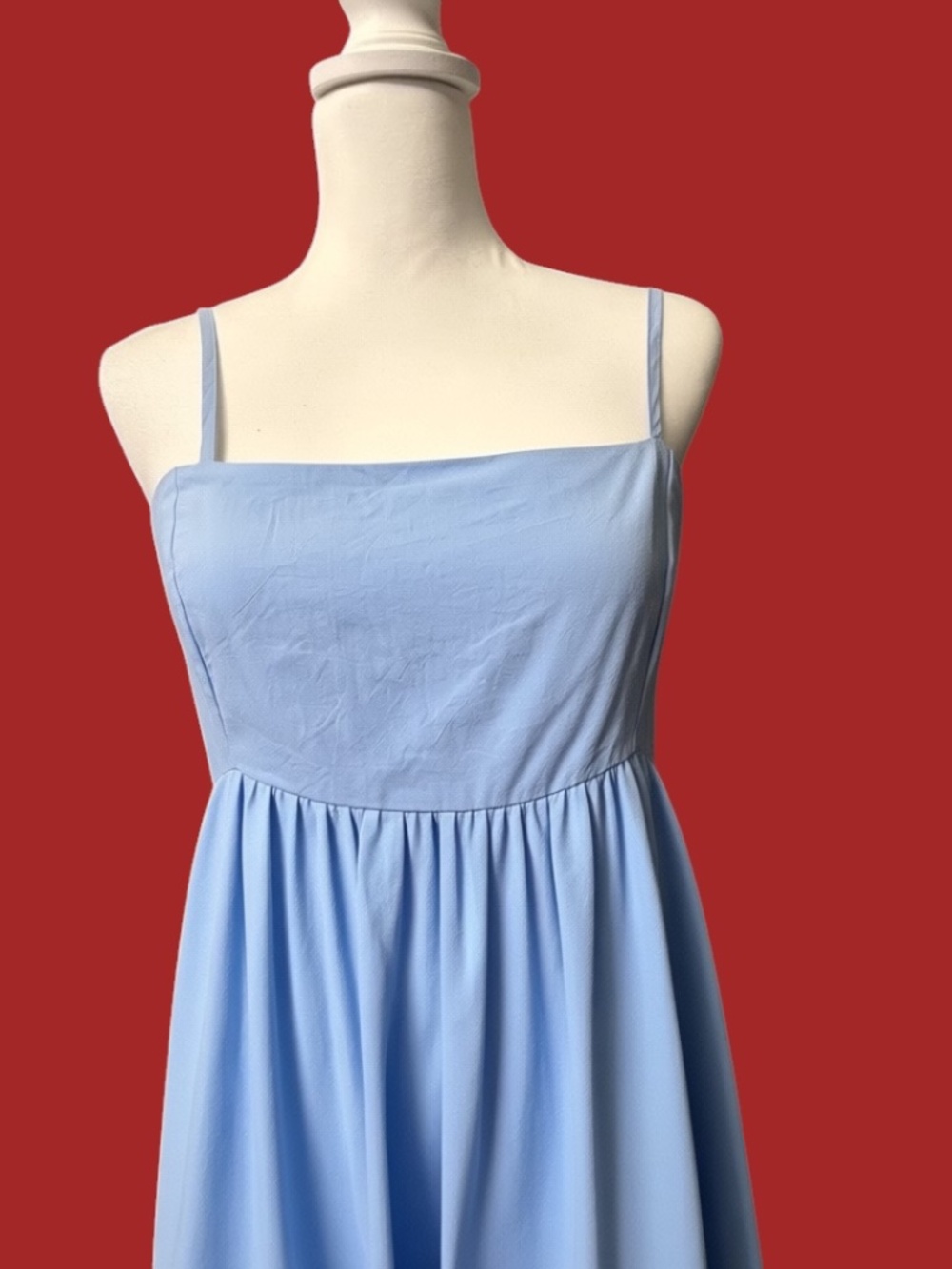 StitchDrop Empire Waist Cotton Romper; Color; Blue Bell